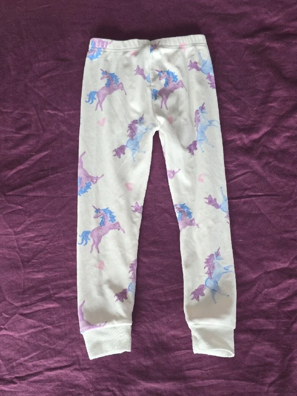 NWOT Girls White Unicorn Print Pajama Set - Fleece Lined Long Sleeve Top & Pants